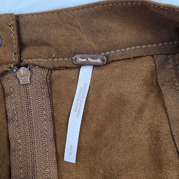 Free People NWT Rumi Ruched‎ Mini Skirt Camel Brown Faux Suede Small - Picture 7 of 9